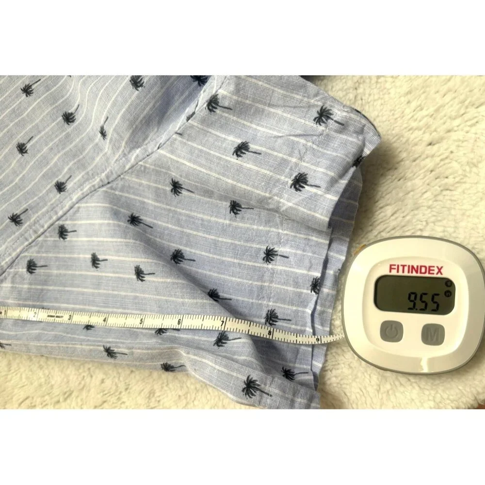 U.S. Polo Assn. Men's Polo Shirt Medium Blue White Stripes Palm‎ Trees